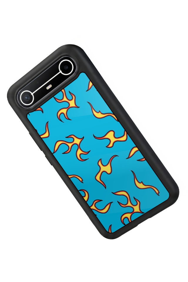 Tecno Spark Slim 5G Uyumlu Retro Flame Patterns Tasarımlı Glossy Premium Kılıf