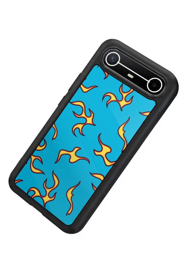 Tecno Spark Slim 5G Uyumlu Retro Flame Patterns Tasarımlı Glossy Premium Kılıf