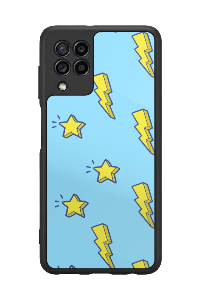 Samsung Galaxy M22 Uyumlu Simsek Tasarımlı Glossy Premium Kılıf