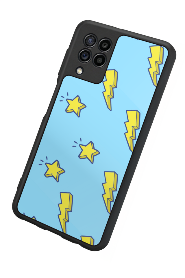 Samsung Galaxy M22 Uyumlu Simsek Tasarımlı Glossy Premium Kılıf