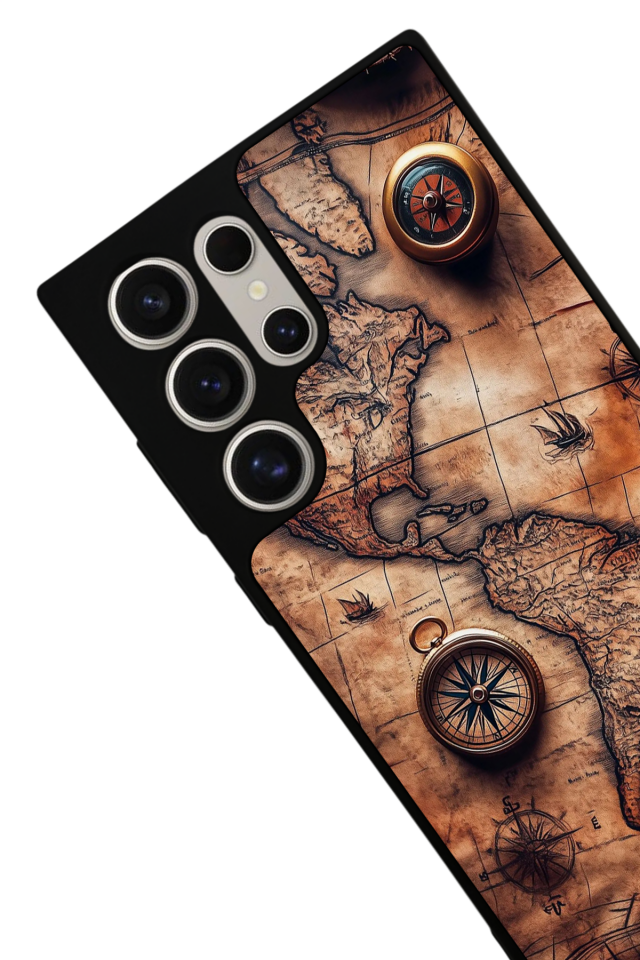 Samsung Galaxy S23 Ultra Uyumlu Harita Tasarımlı Glossy Premium Kılıf