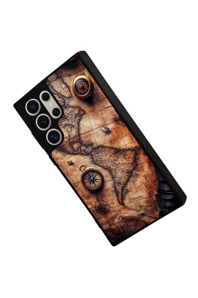 Samsung Galaxy S23 Ultra Uyumlu Harita Tasarımlı Glossy Premium Kılıf