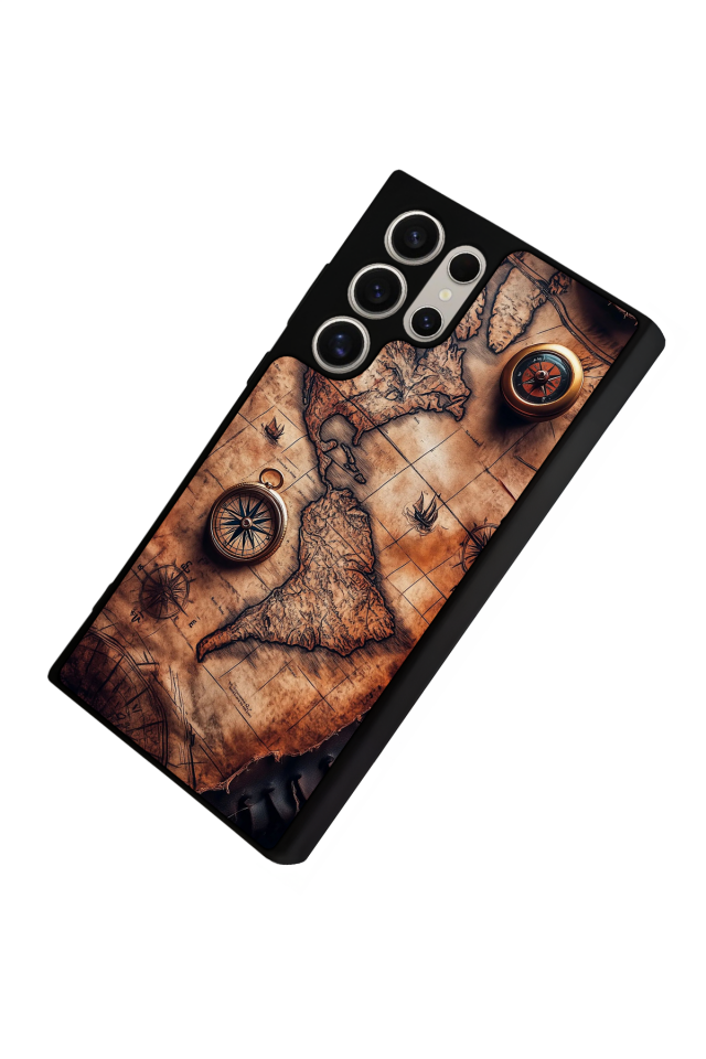 Samsung Galaxy S23 Ultra Uyumlu Harita Tasarımlı Glossy Premium Kılıf