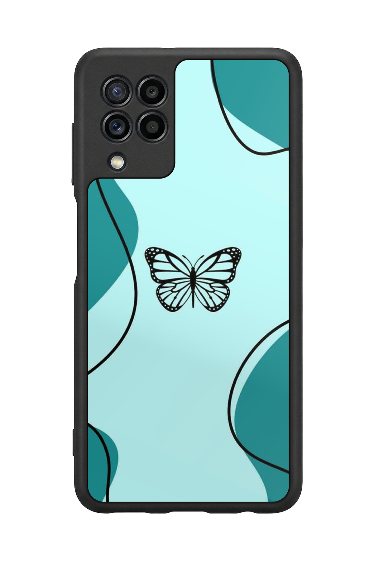 Samsung Galaxy M32 Uyumlu Kelebek Tasarımlı Glossy Premium Kılıf