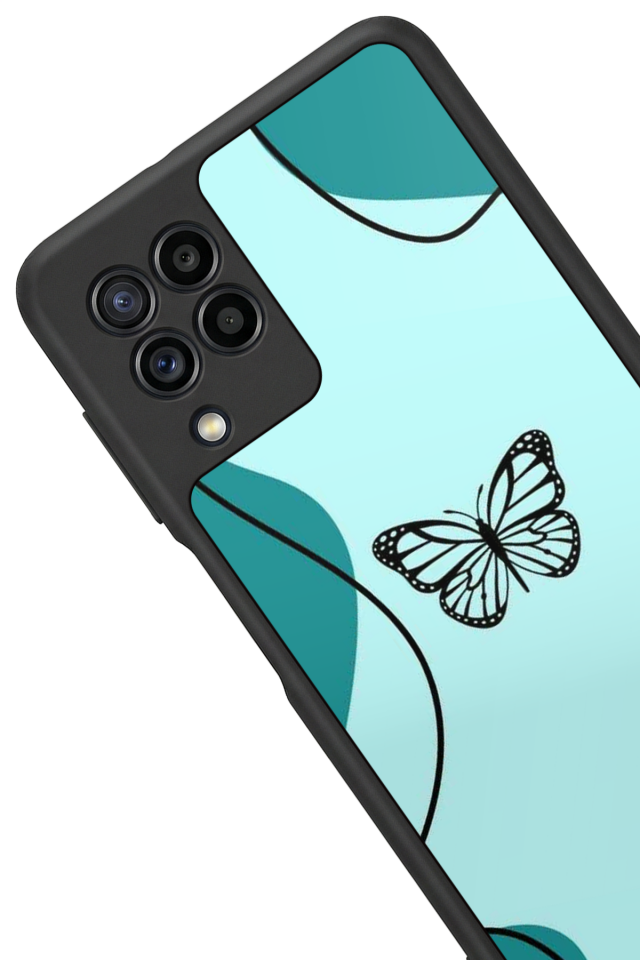 Samsung Galaxy M32 Uyumlu Kelebek Tasarımlı Glossy Premium Kılıf