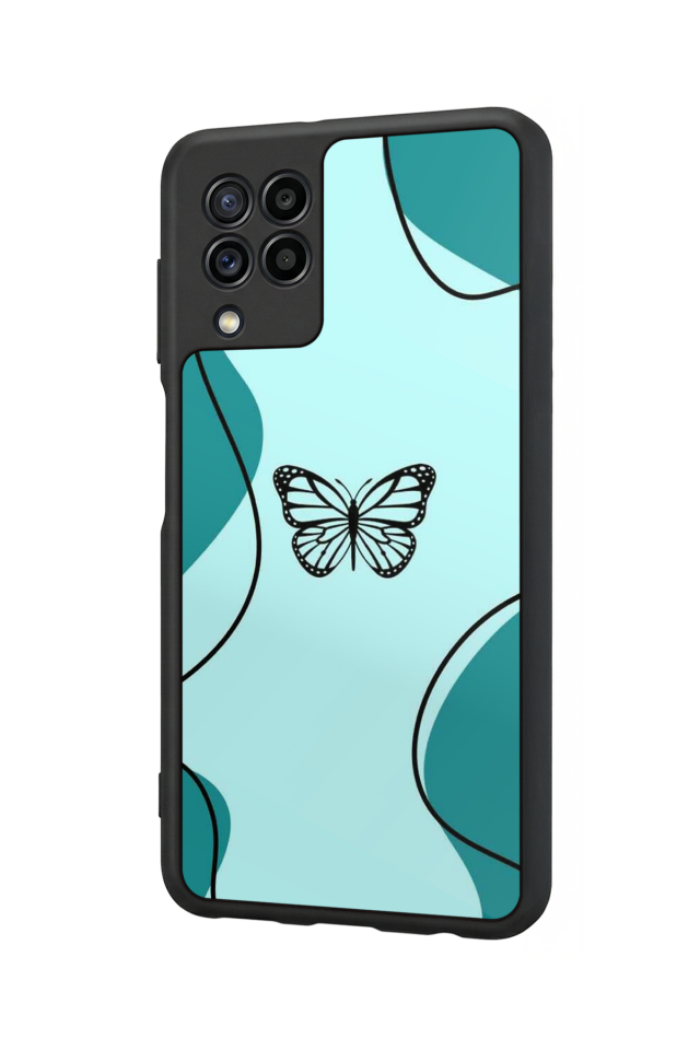 Samsung Galaxy M32 Uyumlu Kelebek Tasarımlı Glossy Premium Kılıf