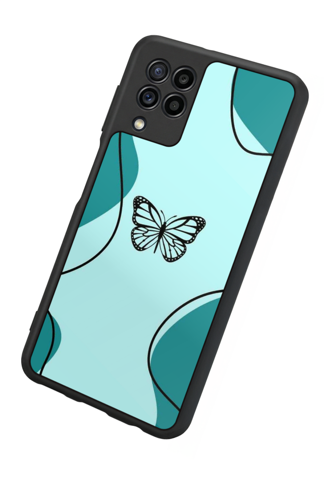 Samsung Galaxy M32 Uyumlu Kelebek Tasarımlı Glossy Premium Kılıf