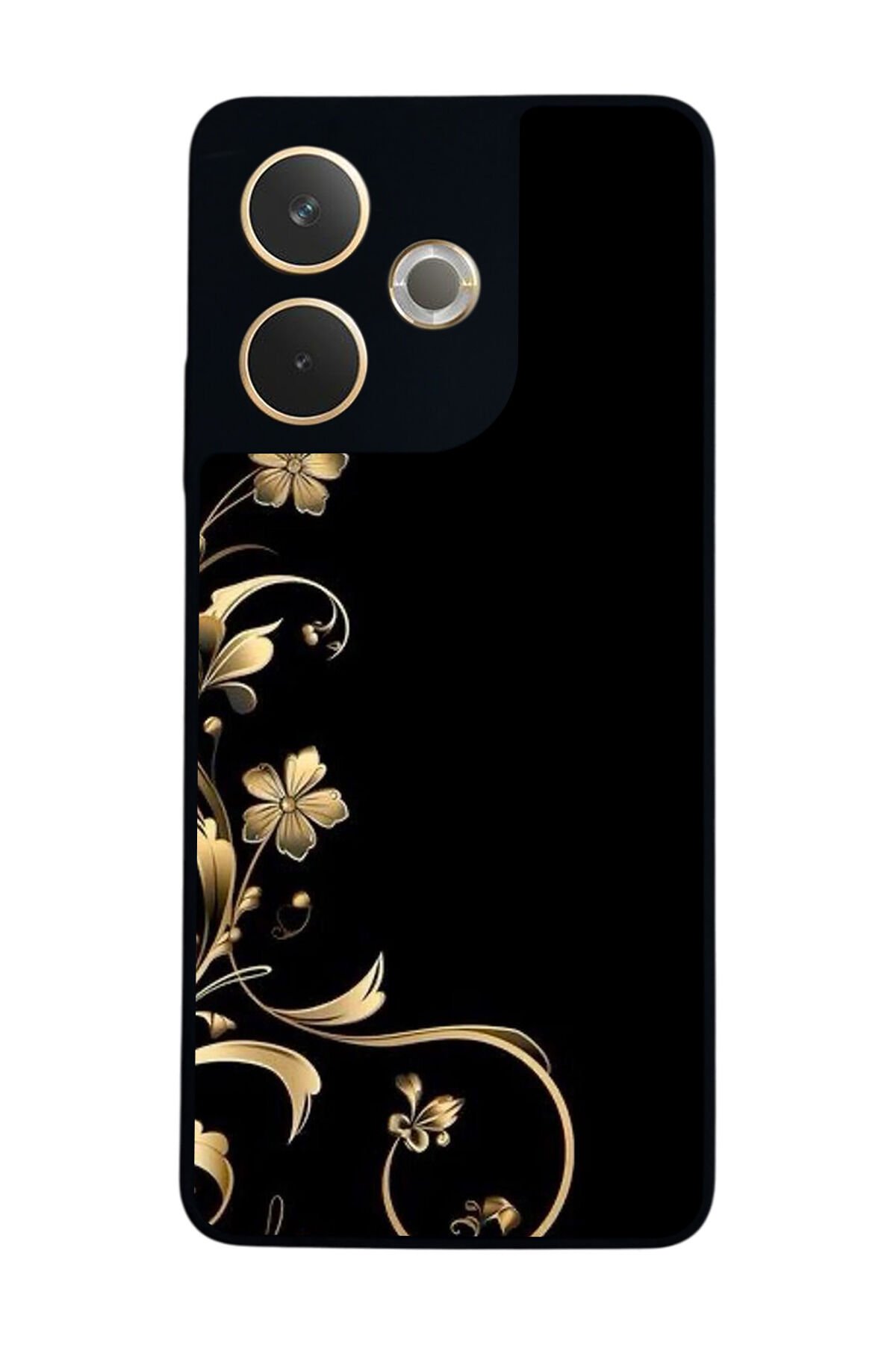 Oppo A5 Pro Uyumlu Yaldizli Cicek Tasarımlı Glossy Premium Kılıf