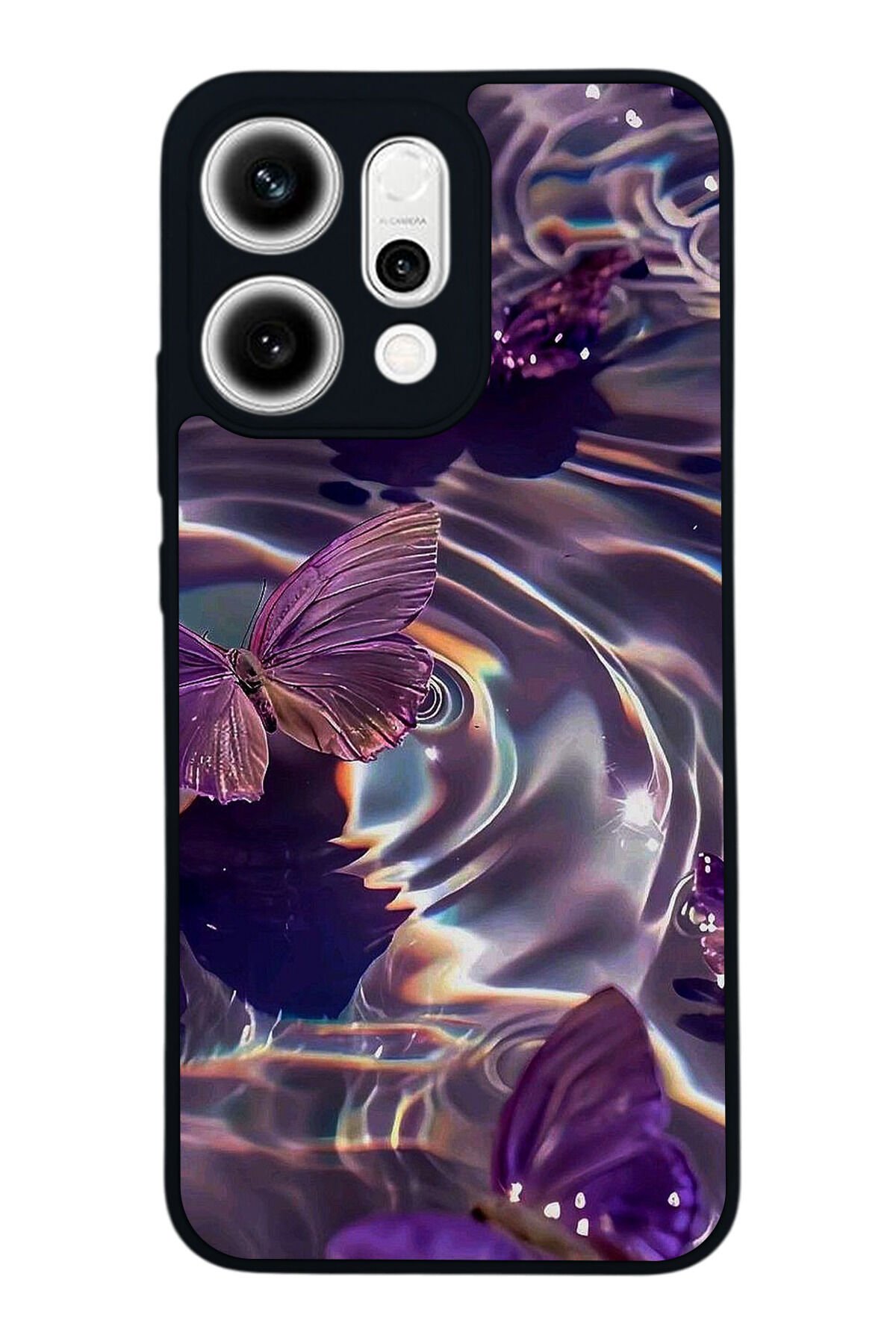 Oppo Reno 14 Uyumlu Kelebek Tasarımlı Glossy Premium Kılıf