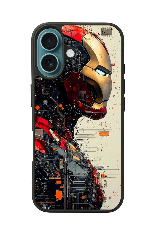 iPhone 16 Uyumlu  Iron Man ( Demir Adam ) Tasarımlı Glossy Premium Kılıf