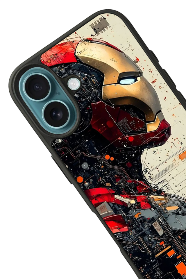 iPhone 16 Uyumlu  Iron Man ( Demir Adam ) Tasarımlı Glossy Premium Kılıf