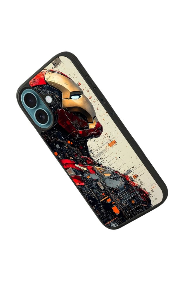 iPhone 16 Uyumlu  Iron Man ( Demir Adam ) Tasarımlı Glossy Premium Kılıf