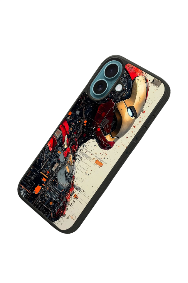 iPhone 16 Uyumlu  Iron Man ( Demir Adam ) Tasarımlı Glossy Premium Kılıf