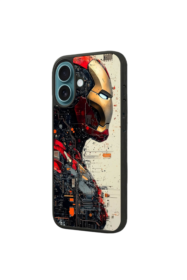 iPhone 16 Uyumlu  Iron Man ( Demir Adam ) Tasarımlı Glossy Premium Kılıf