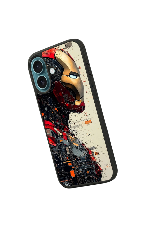 iPhone 16 Uyumlu  Iron Man ( Demir Adam ) Tasarımlı Glossy Premium Kılıf