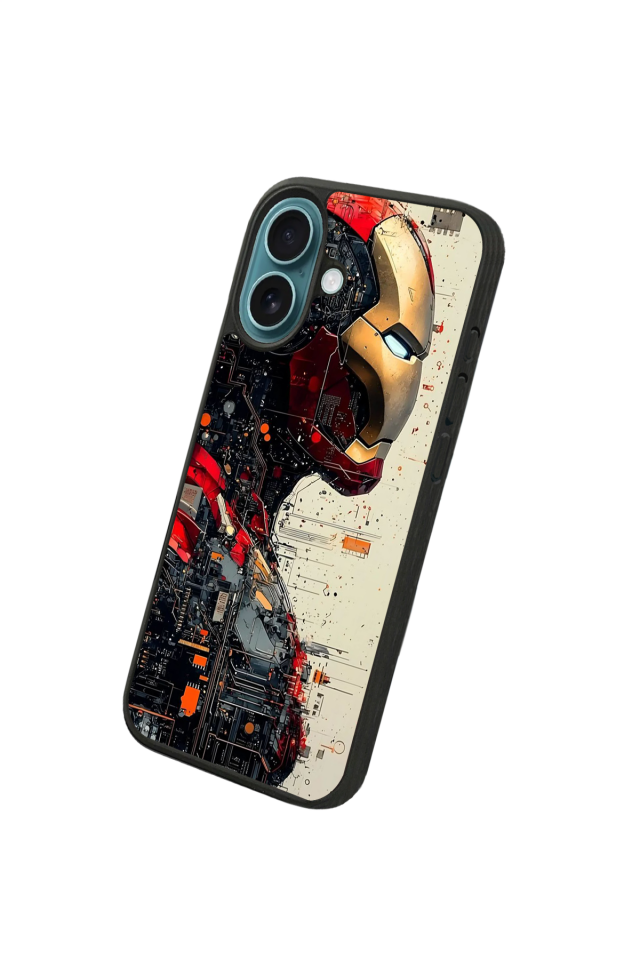 iPhone 16 Uyumlu  Iron Man ( Demir Adam ) Tasarımlı Glossy Premium Kılıf