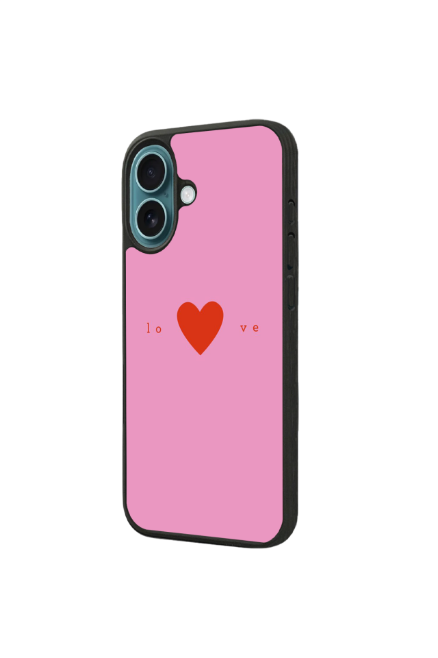 iPhone 16 Plus Uyumlu Kalp Love Tasarımlı Glossy Premium Kılıf