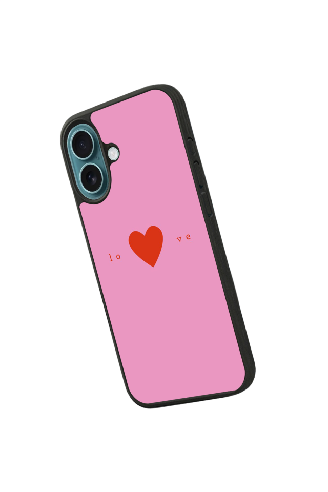 iPhone 16 Plus Uyumlu Kalp Love Tasarımlı Glossy Premium Kılıf