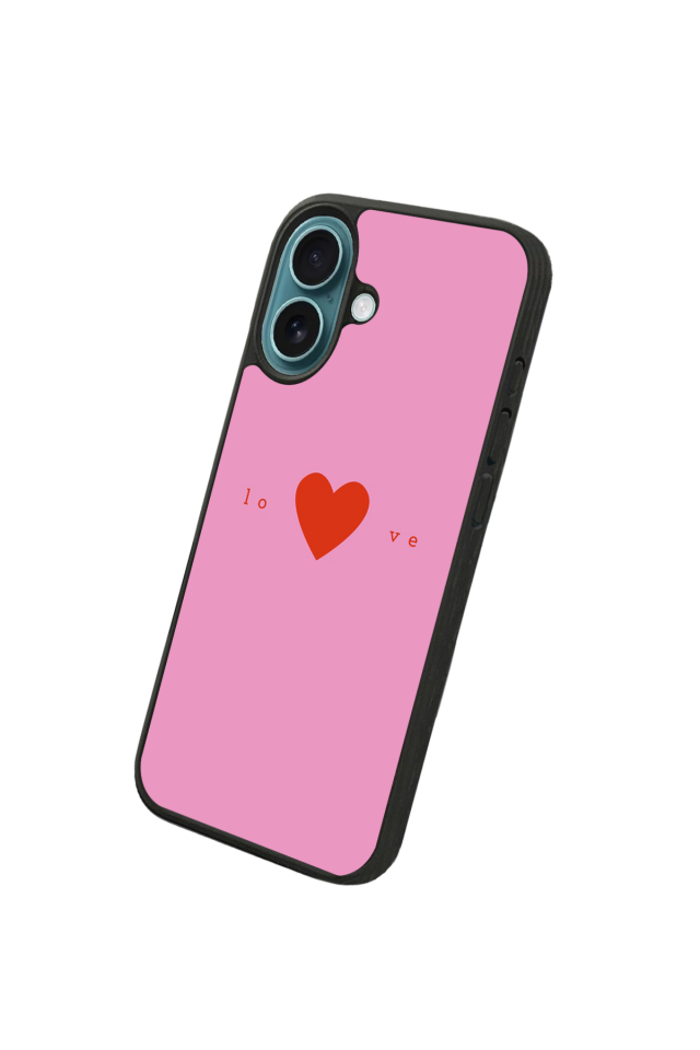 iPhone 16 Plus Uyumlu Kalp Love Tasarımlı Glossy Premium Kılıf