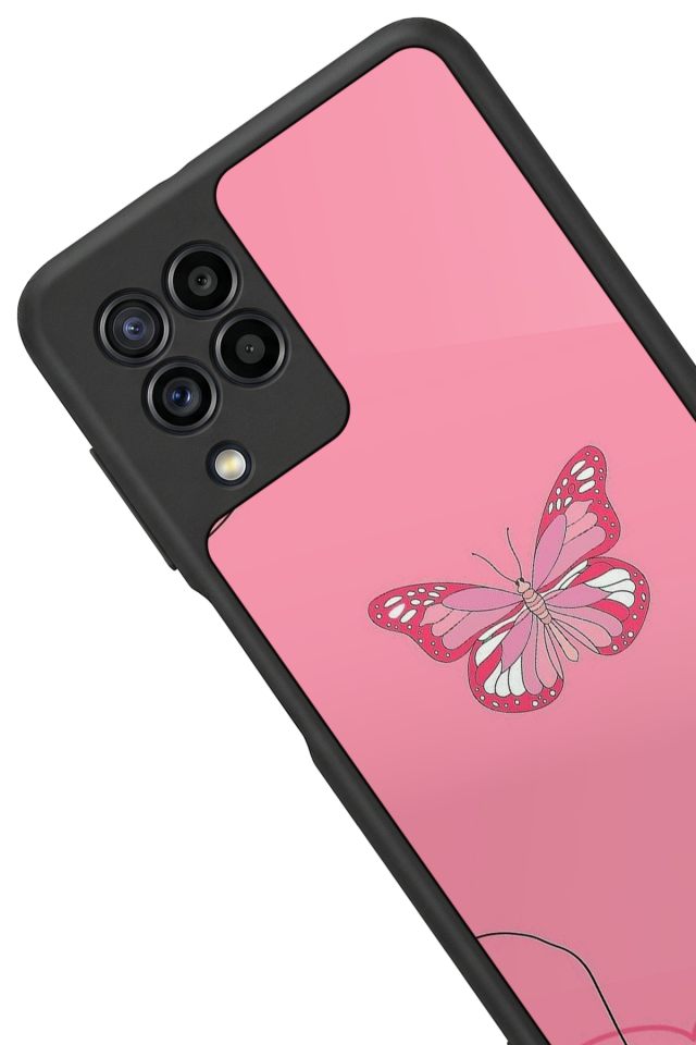 Samsung Galaxy M32 Uyumlu Kelebek Tasarımlı Glossy Premium Kılıf