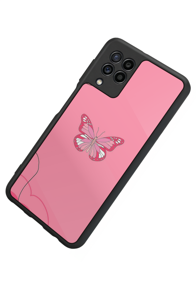 Samsung Galaxy M32 Uyumlu Kelebek Tasarımlı Glossy Premium Kılıf