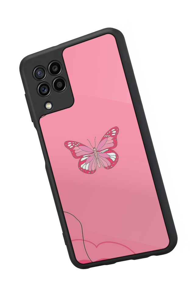 Samsung Galaxy M32 Uyumlu Kelebek Tasarımlı Glossy Premium Kılıf