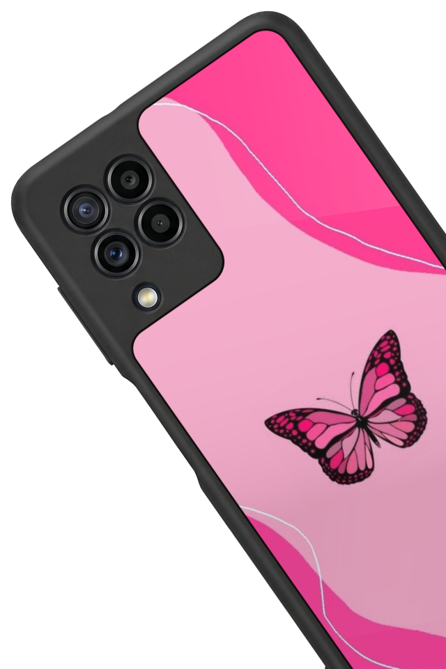 Samsung Galaxy M32 Uyumlu Kelebek Tasarımlı Glossy Premium Kılıf