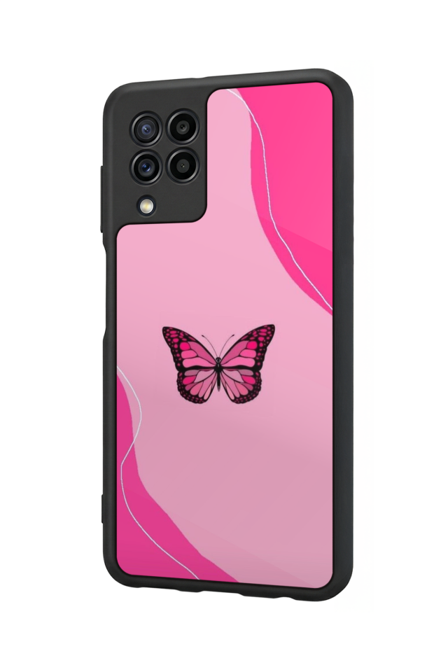 Samsung Galaxy M32 Uyumlu Kelebek Tasarımlı Glossy Premium Kılıf