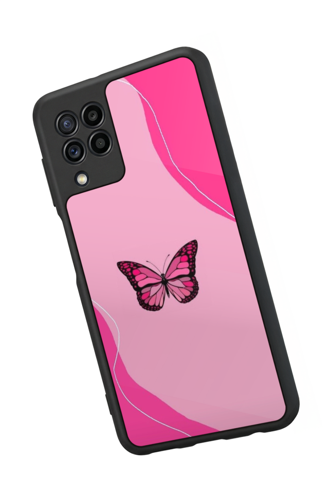Samsung Galaxy M32 Uyumlu Kelebek Tasarımlı Glossy Premium Kılıf