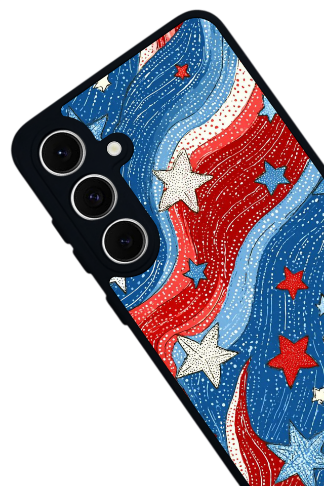 Samsung Galaxy S24 FE Uyumlu Retro Yildizlar Tasarımlı Glossy Premium Kılıf