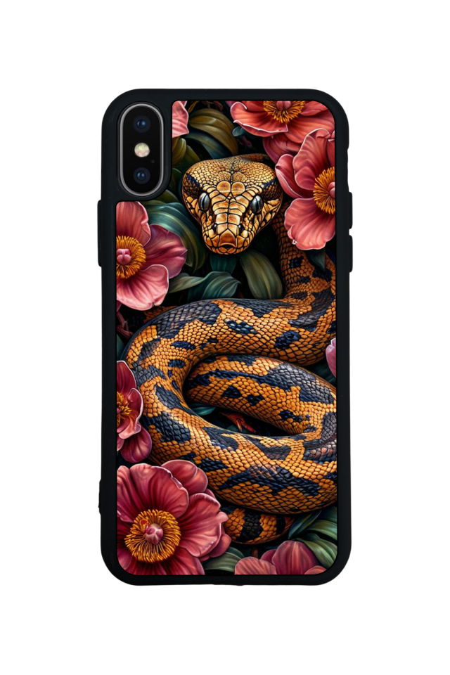 iPhone X/ XS Uyumlu Yılan Tasarımlı Glossy Premium Kılıf
