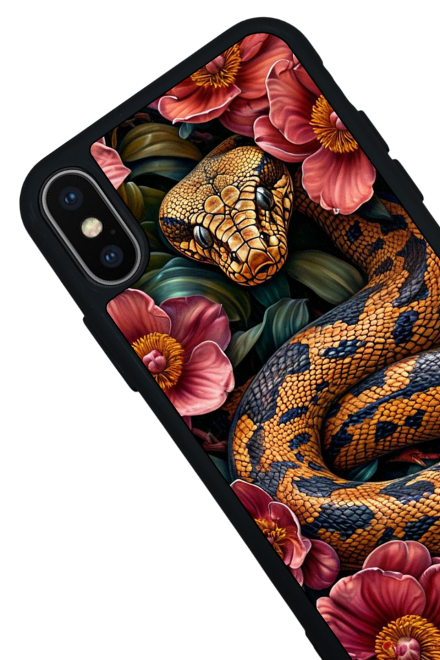 iPhone X/ XS Uyumlu Yılan Tasarımlı Glossy Premium Kılıf