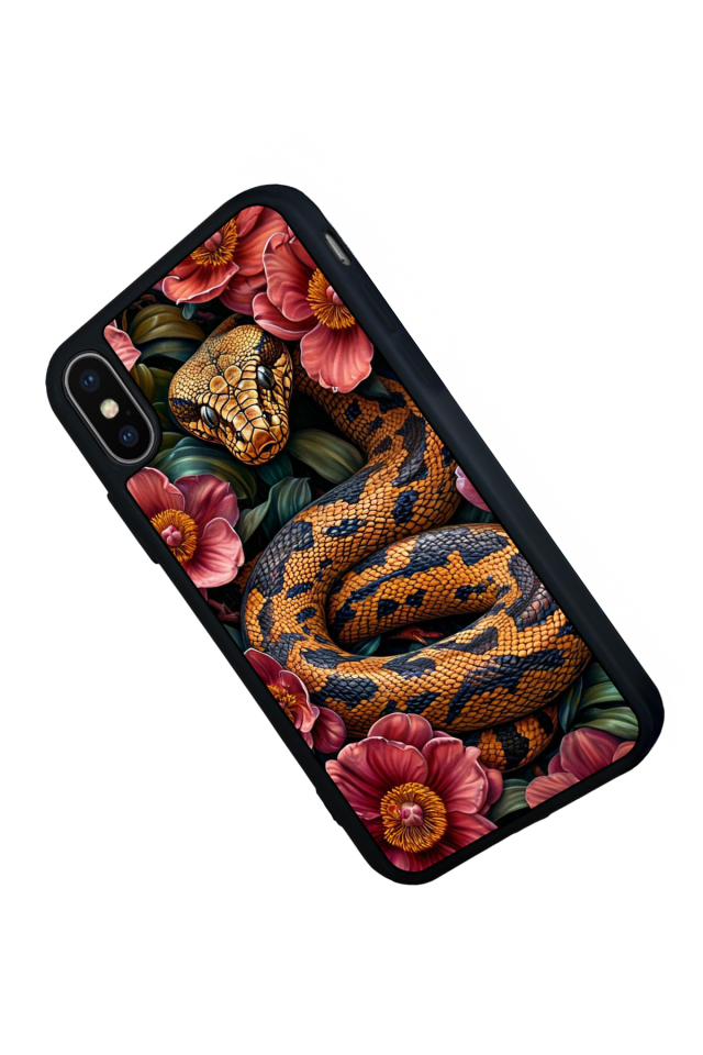 iPhone X/ XS Uyumlu Yılan Tasarımlı Glossy Premium Kılıf