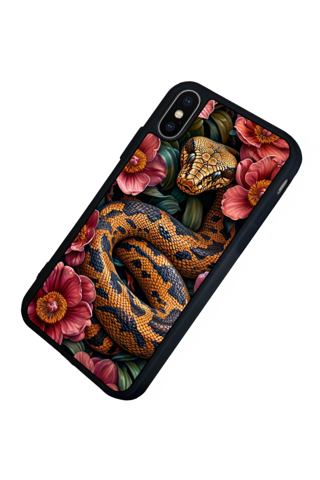 iPhone X/ XS Uyumlu Yılan Tasarımlı Glossy Premium Kılıf