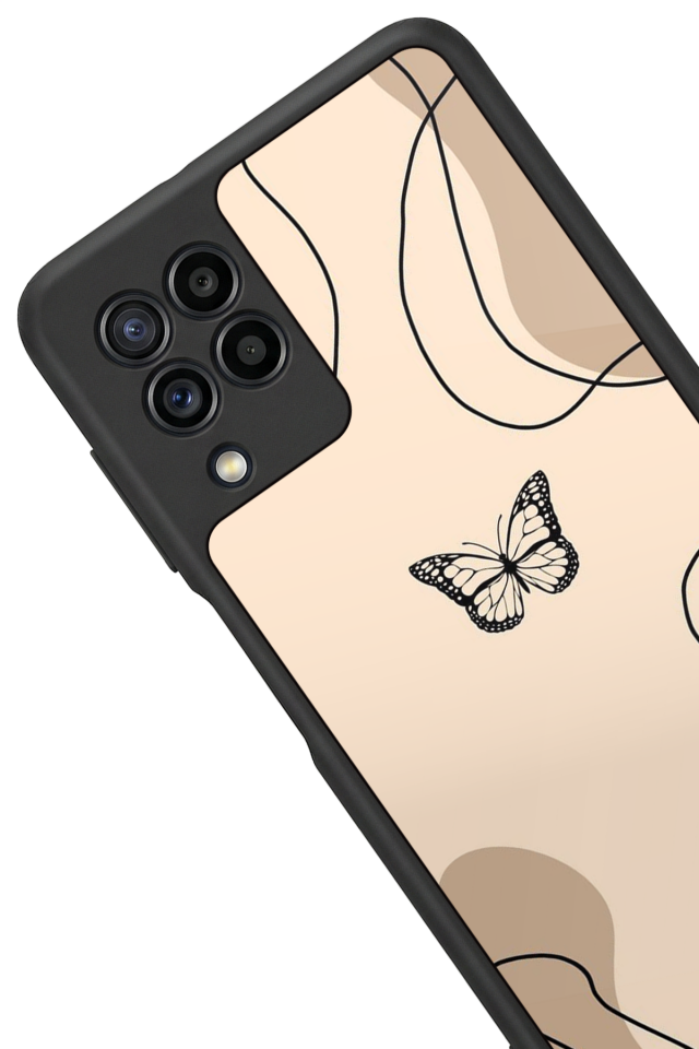 Samsung Galaxy M32 Uyumlu Kelebek Tasarımlı Glossy Premium Kılıf