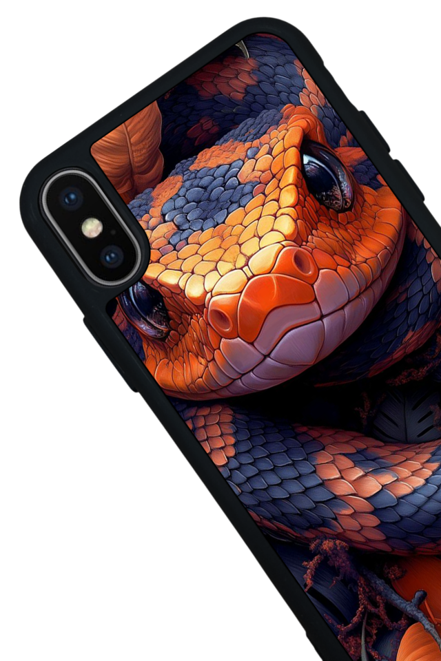 iPhone X/ XS Uyumlu Yılan Tasarımlı Glossy Premium Kılıf