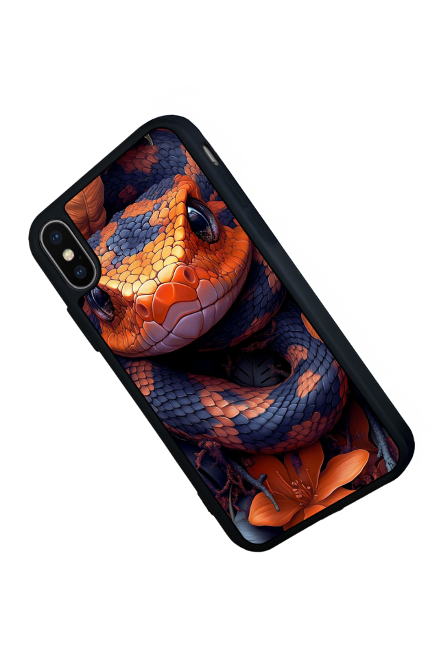 iPhone X/ XS Uyumlu Yılan Tasarımlı Glossy Premium Kılıf