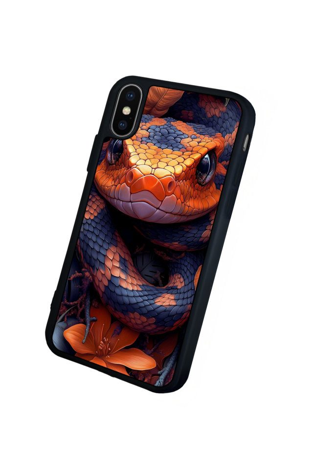 iPhone X/ XS Uyumlu Yılan Tasarımlı Glossy Premium Kılıf