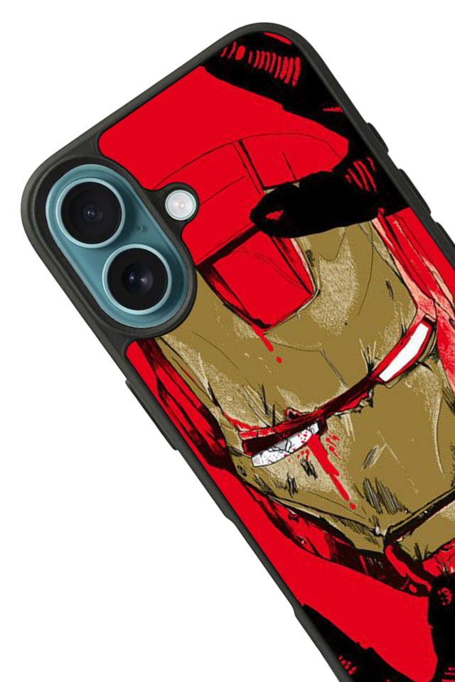 iPhone 16 Uyumlu  Iron Man ( Demir Adam ) Tasarımlı Glossy Premium Kılıf