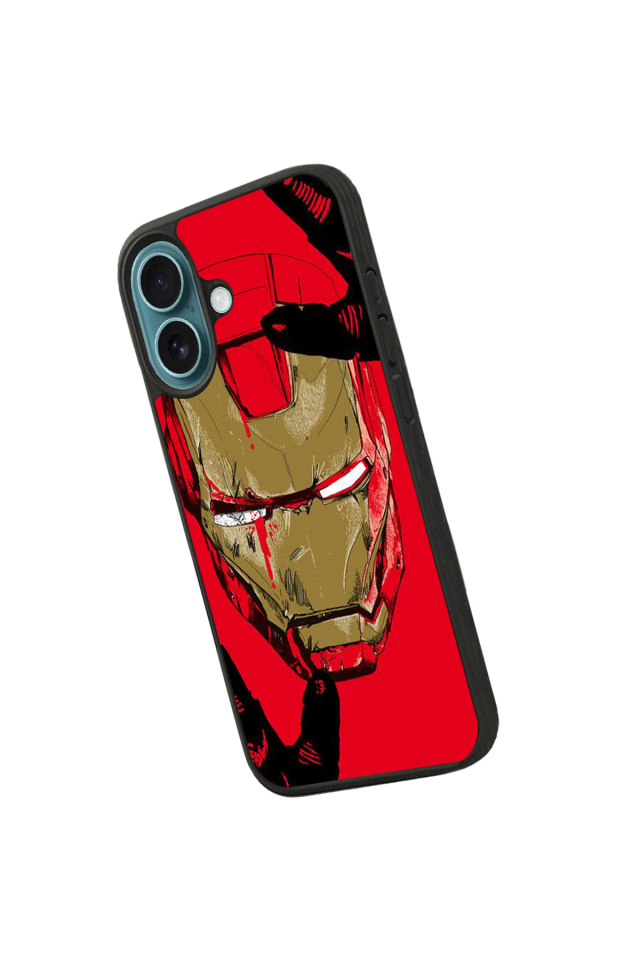 iPhone 16 Uyumlu  Iron Man ( Demir Adam ) Tasarımlı Glossy Premium Kılıf