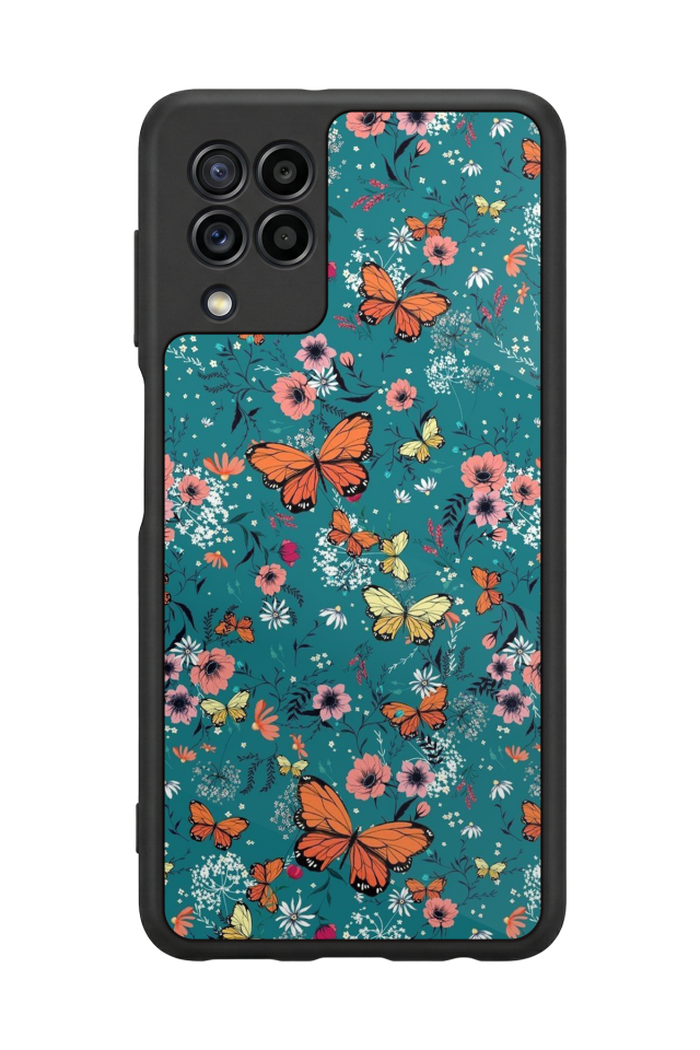 Samsung Galaxy M32 Uyumlu Kelebek Tasarımlı Glossy Premium Kılıf