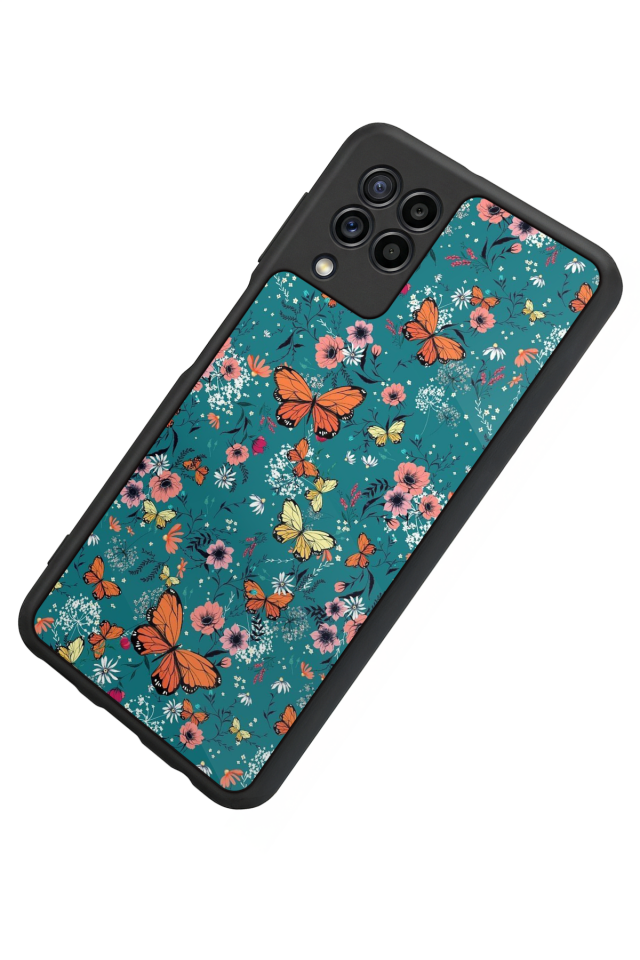 Samsung Galaxy M32 Uyumlu Kelebek Tasarımlı Glossy Premium Kılıf
