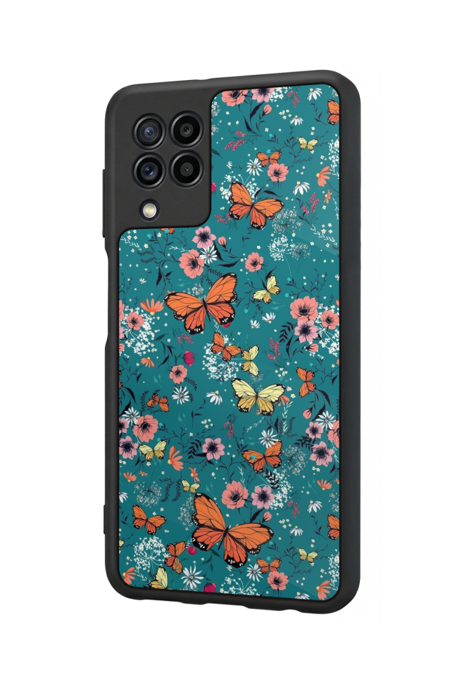 Samsung Galaxy M32 Uyumlu Kelebek Tasarımlı Glossy Premium Kılıf