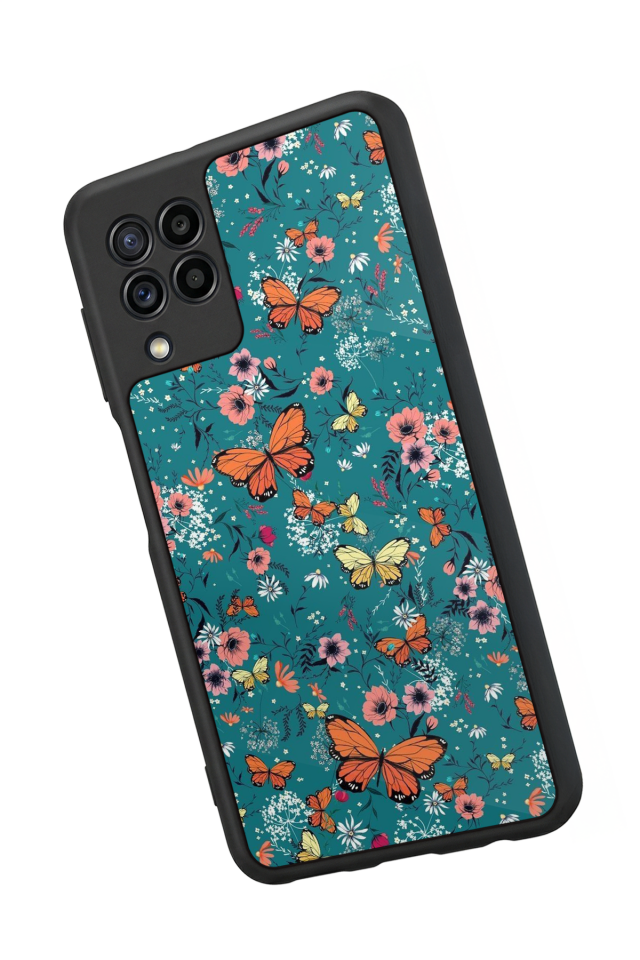 Samsung Galaxy M32 Uyumlu Kelebek Tasarımlı Glossy Premium Kılıf