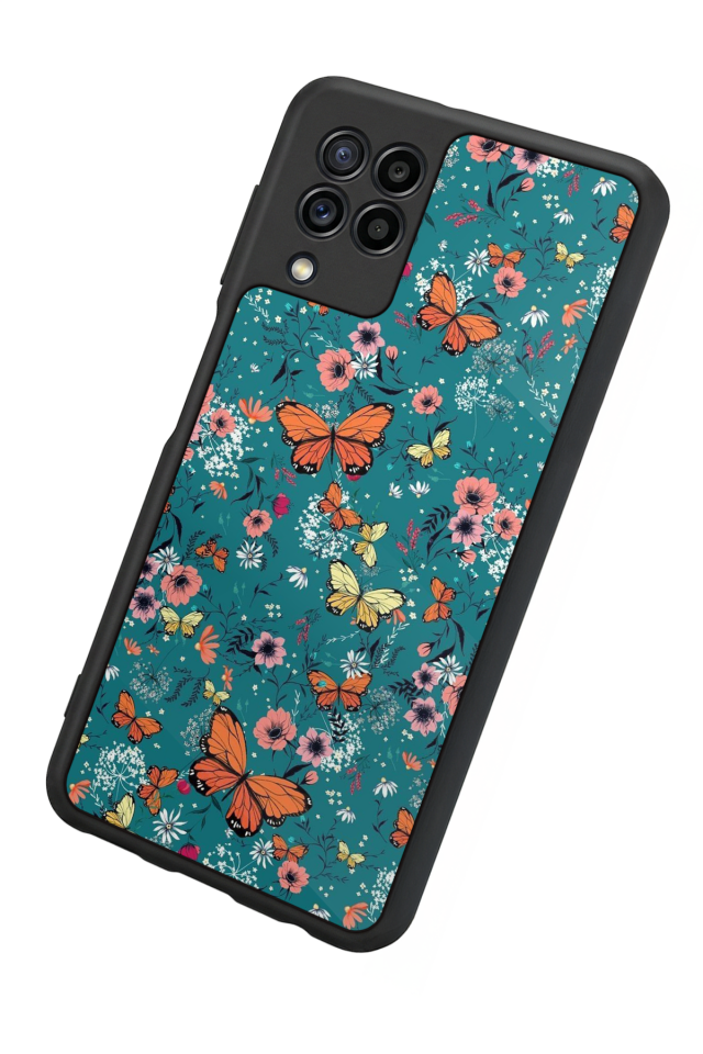 Samsung Galaxy M32 Uyumlu Kelebek Tasarımlı Glossy Premium Kılıf