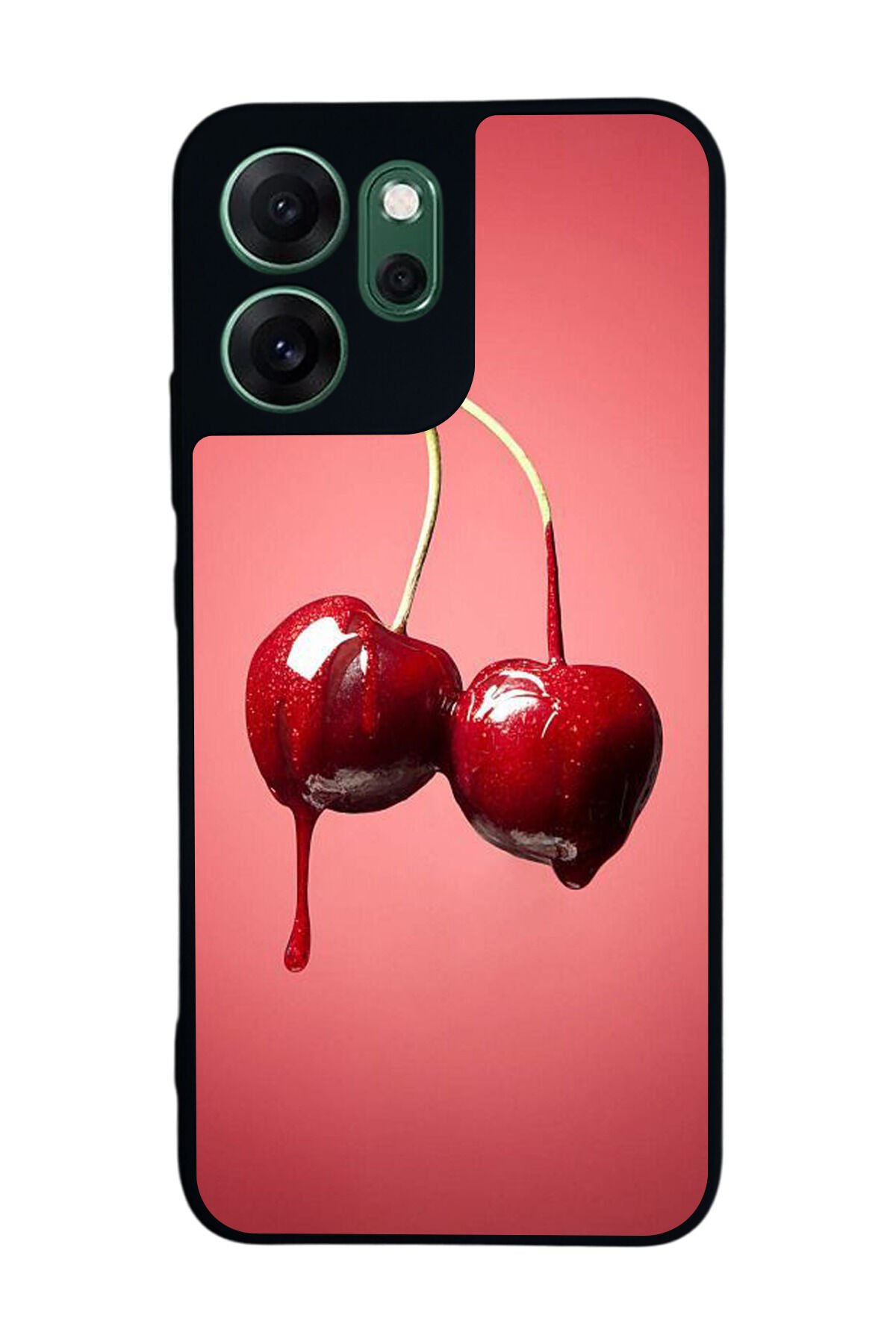 Oppo Reno 14F Uyumlu Kiraz Tasarımlı Glossy Premium Kılıf