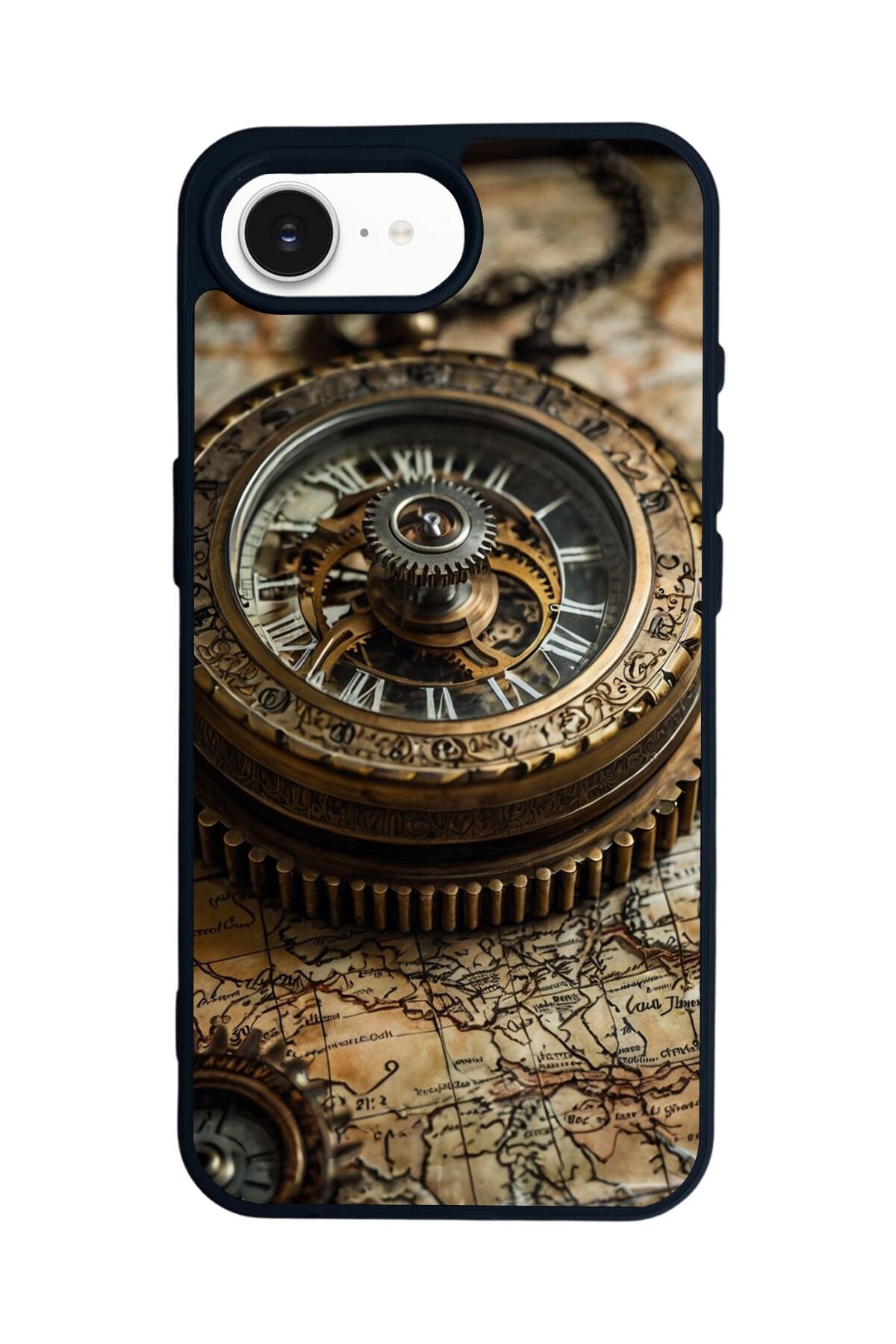 iPhone 16E Uyumlu Pusula Tasarımlı Glossy Premium Kılıf