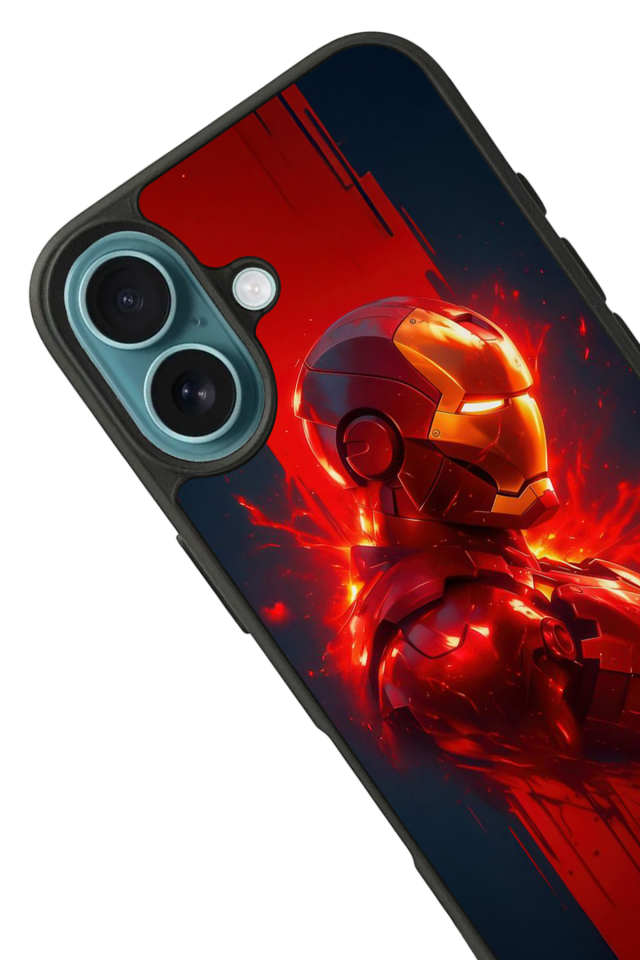 iPhone 16 Uyumlu  Iron Man ( Demir Adam ) Tasarımlı Glossy Premium Kılıf