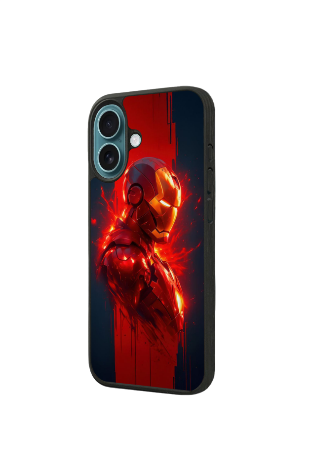 iPhone 16 Uyumlu  Iron Man ( Demir Adam ) Tasarımlı Glossy Premium Kılıf