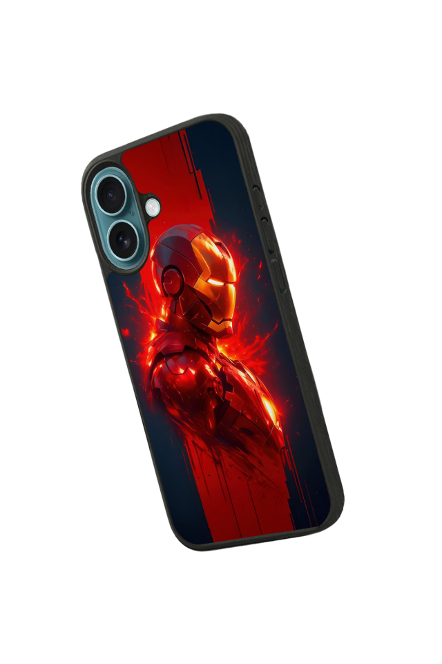 iPhone 16 Uyumlu  Iron Man ( Demir Adam ) Tasarımlı Glossy Premium Kılıf